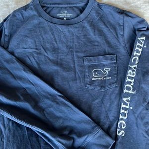 Navy Blue Vineyard Vines long sleeved size M (12-14) with distressed white logo